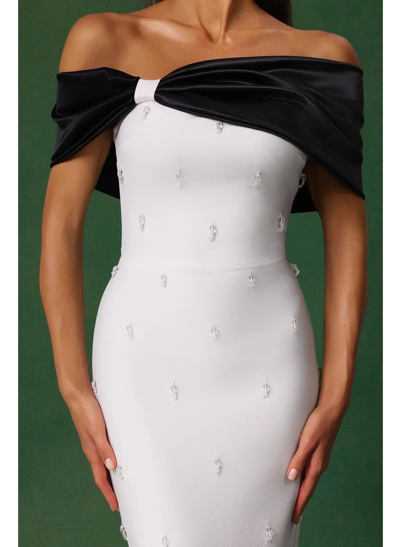 Bella Barnett  Sharla Off-The-Shoulder Diamond Bow Maxi Dress for Women | Best Price UAE