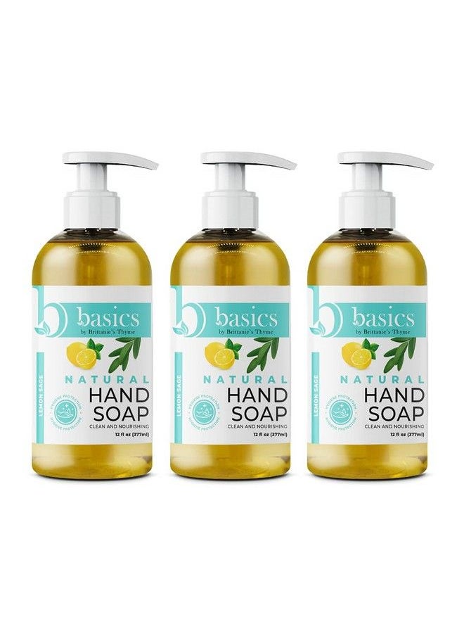 Brittanie's Thyme - Basics Natural Olive Oil Hand Soap Lemon Sage 12 Fl Oz Pack Of 3 Cruelty Free Vegan No Synthetic Additives No Sulfates Paraben Free Phthalate Free - Image 1