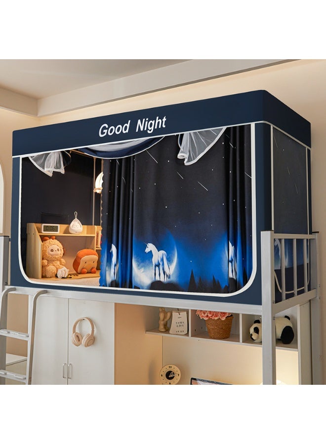 Y&D ستائر سرير بطابق علوي معتم لغرف النوم، تغطية خصوصية للغرف، ديكور خلفية تصوير، ستائر معتمة 6 لوحات مع قمة - Image 1