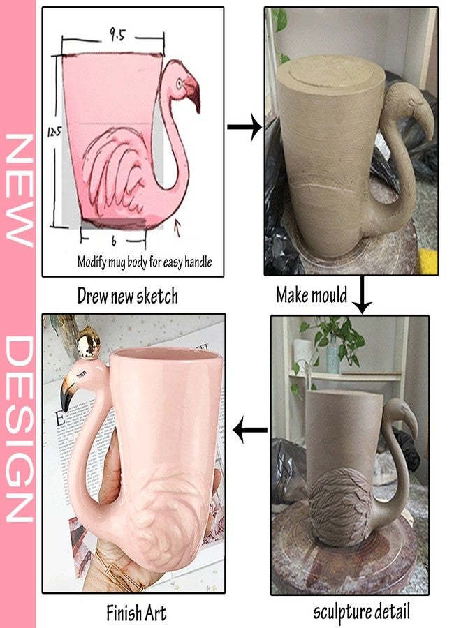 Renawe 16 oz Cute Pink Coffee Mug Ceramic Flamingo Gift Unique Cups Mom Day Gift for Women Her Grandma Pretty Mug Funny Coffee Cup Funky Xmas Presents for Girlfriend Decorative Animal Decor Christmas Mugs - Image 4