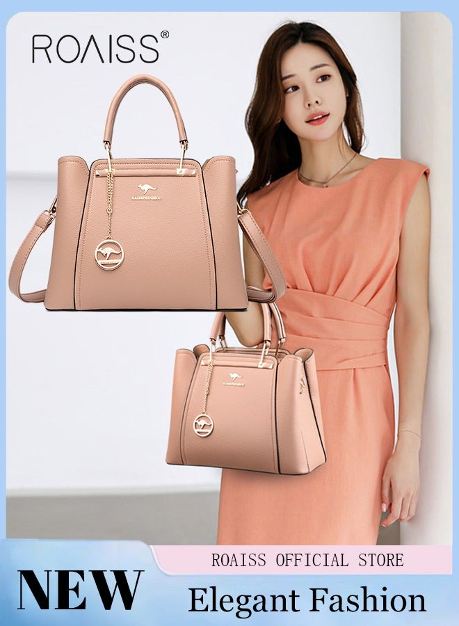 رويس حقيبة كتف نسائية من الجلد حقيبة يد نسائية أنيقة من الجلد الباتنت مقاومة للماء وحقيبة كتف نسائية بسعة كبيرة. - Image 1