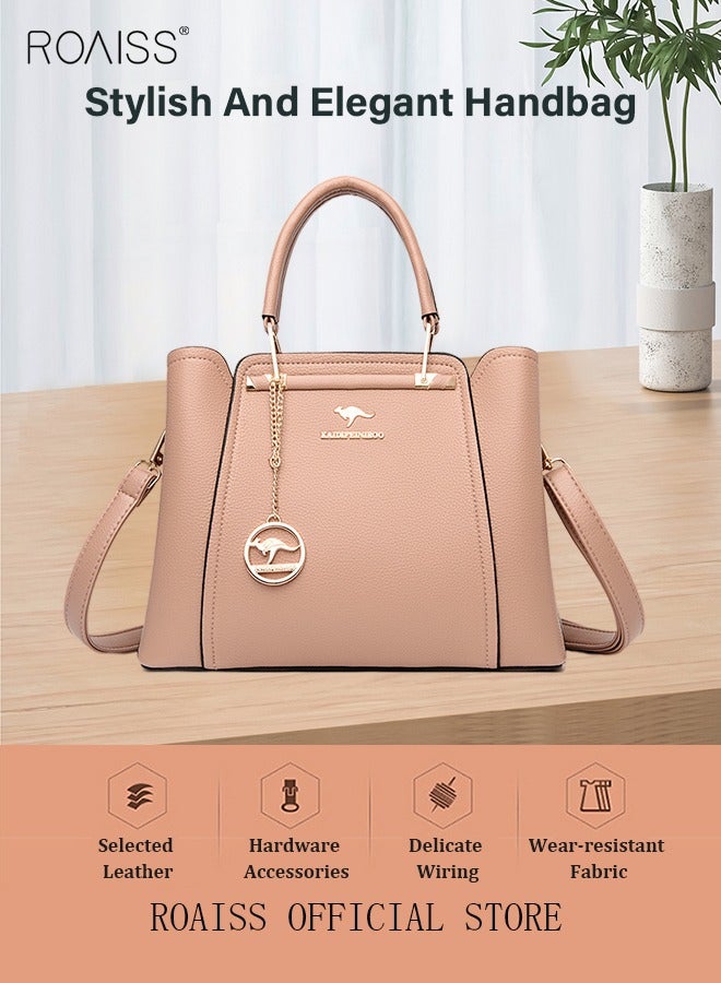 رويس حقيبة كتف نسائية من الجلد حقيبة يد نسائية أنيقة من الجلد الباتنت مقاومة للماء وحقيبة كتف نسائية بسعة كبيرة. - Image 2