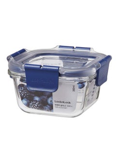 LOCK & LOCK Lock & Lock Airtight Glass Containers With Lid | Leak Proof, Transparent Glass Storage Container For Kitchen | Microwave & Freezer Safe| Food Storage Meal Containers Organizer - Square, 300 ml  - Image 1