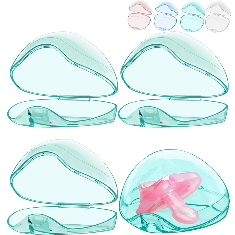 Smlpuame Pacifier Case,4 Pack BPA Free Pacifier Holder Case,Transparent Container Box for Baby Binkyï¼ˆNot Included),Essential Pacifier Accessories,Alway Keep Paci Clean,Easy to Clean(Green) - Image 1