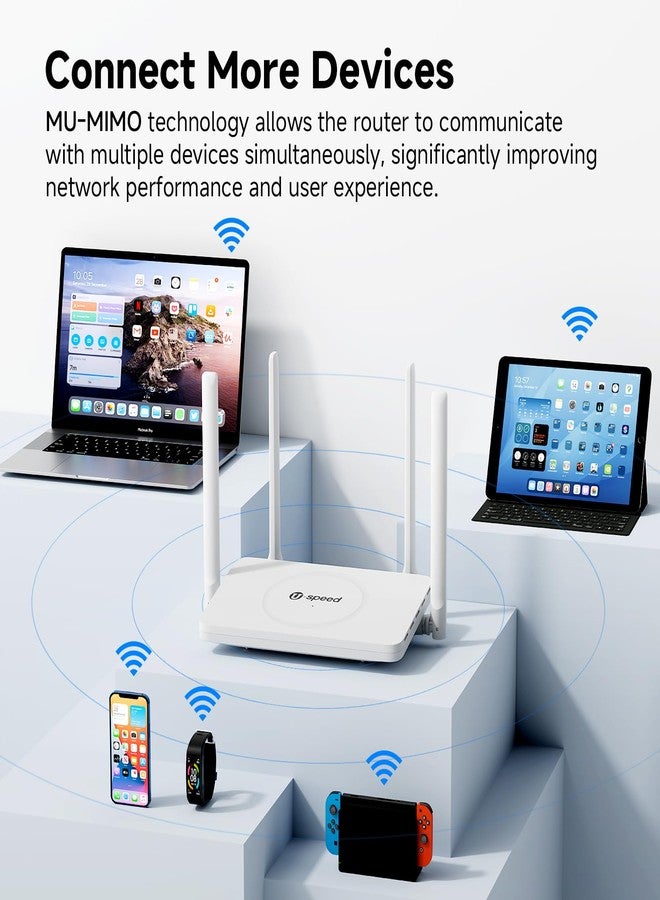 U-SPEED AC1200 WiFi Router Dual Band Wireless Internet Router, 2.4G&5G Wireless Speed Up to 1.2 Gbps, Gigabit Ethernet Ports, Router/Bridge/Repeater, Guest Network, IPV6, EasyMesh, Parental Controls - Image 3