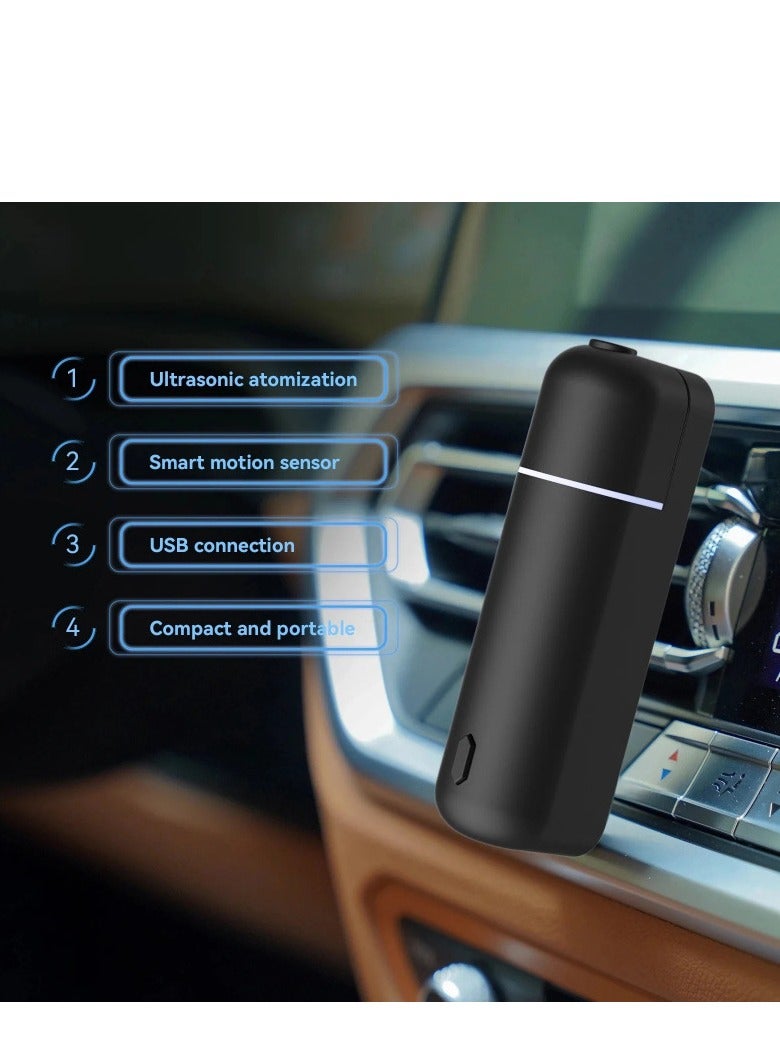 الأزرق جي دبليو مرطب الهواء للسيارة USB للعلاج بالروائح العطرية ومزيل الروائح الكريهة USB Cool Mist Mini Portable Diffuser للسيارة والمكتب المنزلي وغرفة النوم (أسود) - Image 4