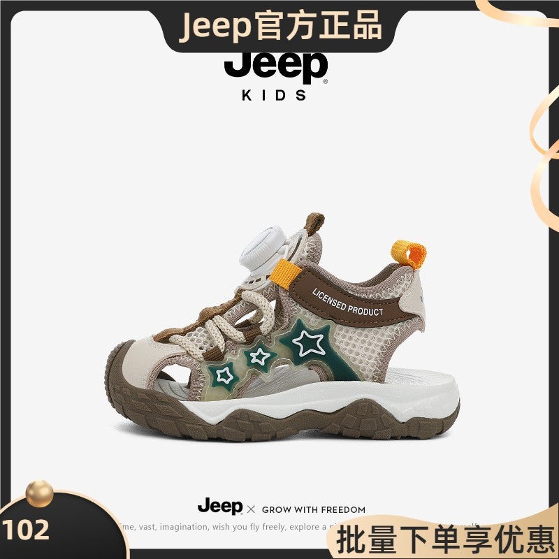 Jeep Boys Anti-Slip Little Girl Kidsren'S Beach Shoes Girls Sports Sandals Summer Baotou Kidsren'S Shoes - Image 2