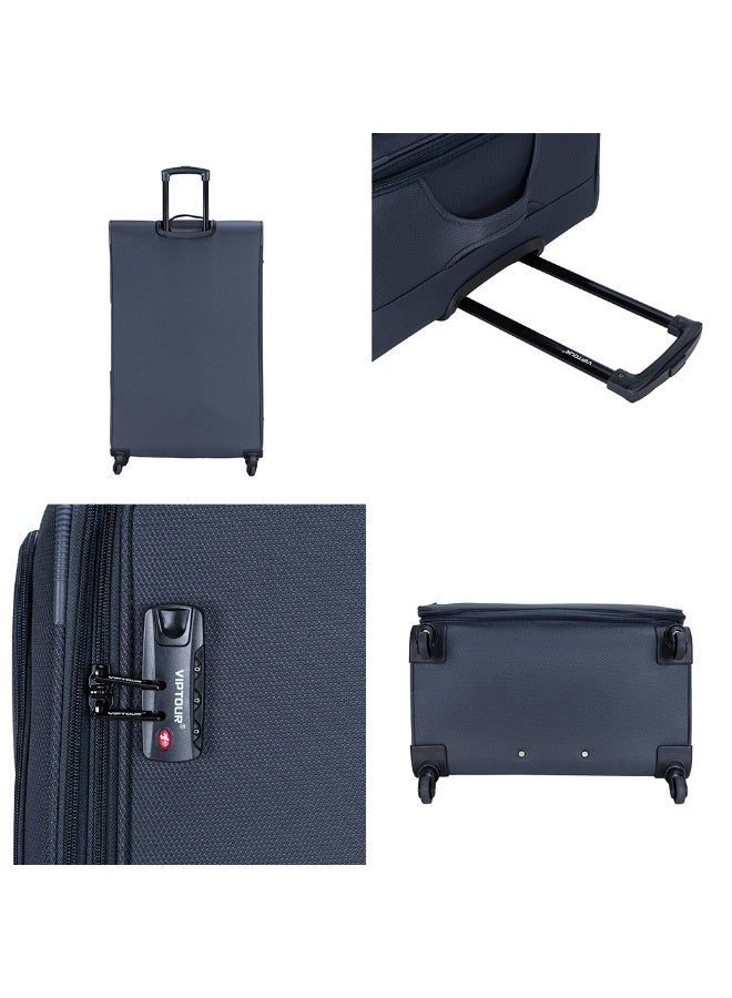 VIPTOUR 4-Piece Fabric Softside Luggage Set with 360° Spinner Wheels & Number Lock – Durable Polyester Travel Trolley Bag (20’’ / 24’’ / 28’’ / 32’’) - CHARCOAL - Image 5