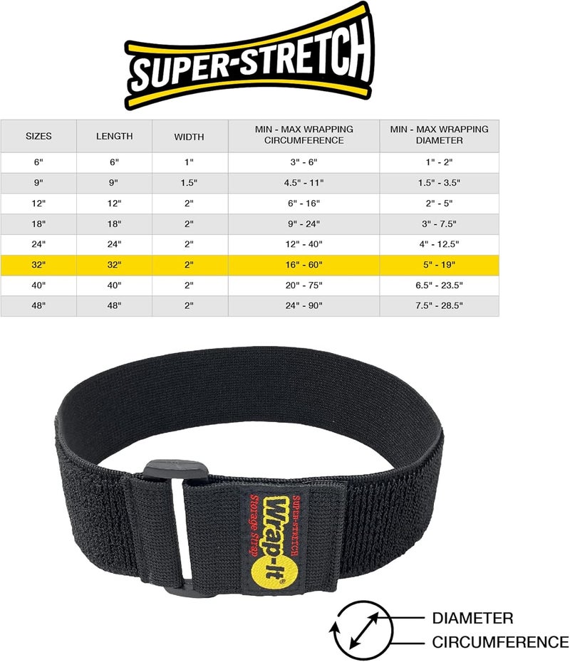 Wrap-It Storage Super-Stretch Straps, 32-in x 2-in (4-Pack) - Elastic Hook and Loop Cinch Straps - Pool Hose and Cable Straps, Garage and RV Storage Accessories - Image 5