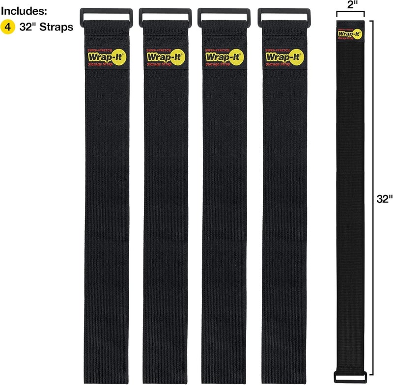 Wrap-It Storage Super-Stretch Straps, 32-in x 2-in (4-Pack) - Elastic Hook and Loop Cinch Straps - Pool Hose and Cable Straps, Garage and RV Storage Accessories - Image 3