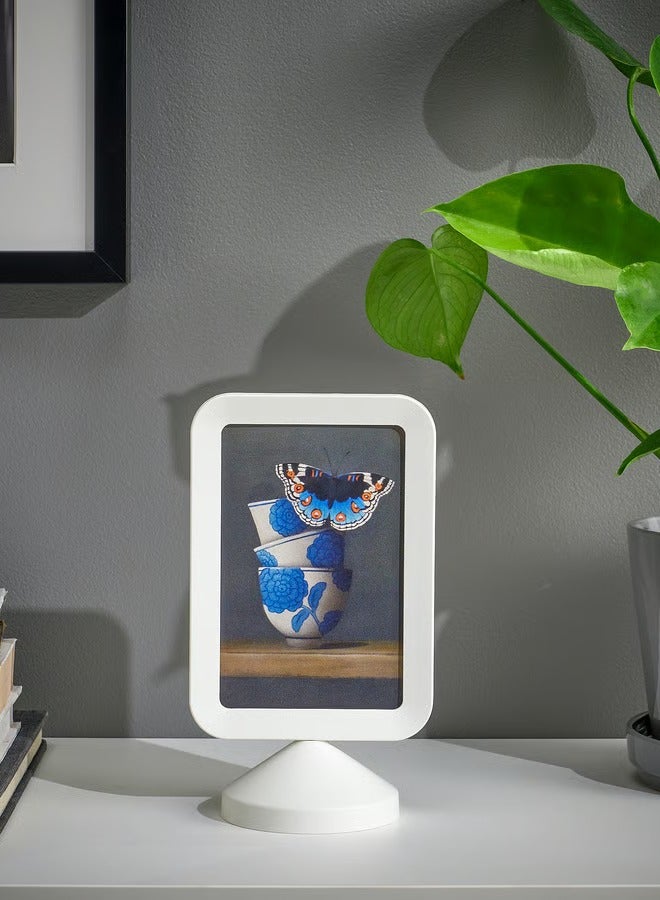 Selecto Hub Photo Frame 10x15 cm – Double-Sided Picture Display, Tabletop Frame, Menu Holder Stand, Modern Minimal Design, Durable Plastic Frame for Photos, Drawings & Office Display, White - Image 3
