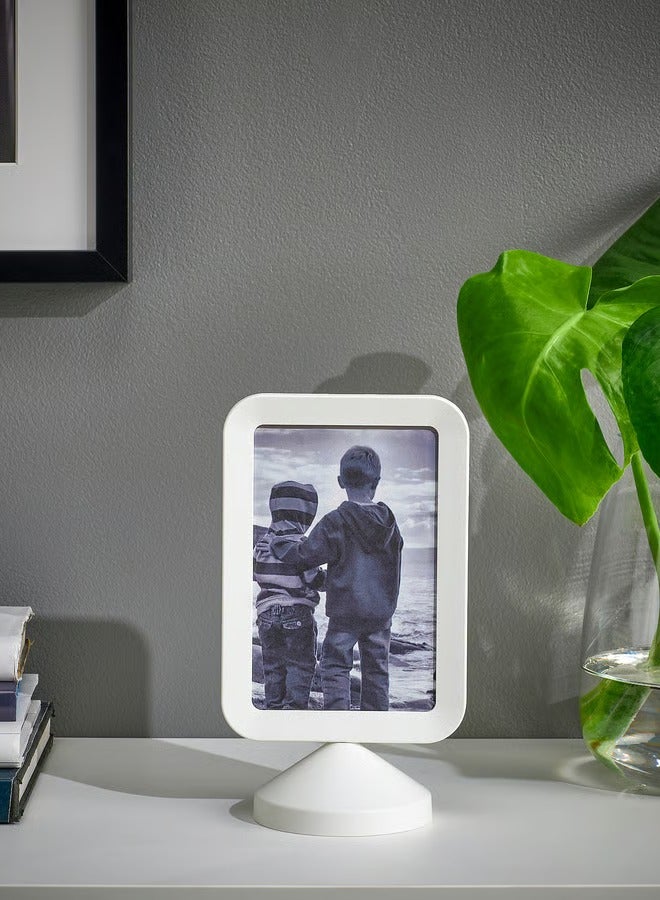 Selecto Hub Photo Frame 10x15 cm – Double-Sided Picture Display, Tabletop Frame, Menu Holder Stand, Modern Minimal Design, Durable Plastic Frame for Photos, Drawings & Office Display, White - Image 5