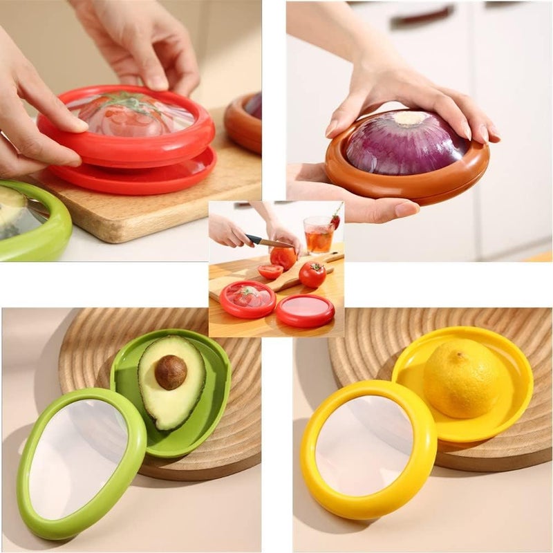 Swejos New Silicone Fruit Storage Box 4 Pack Fruit and Vegetable AntiOxidation Storage Box Silicone Fruit Storage Containers For Fridge Reusable Food Saver for Avocado Tomato Onion Lemon - Image 5