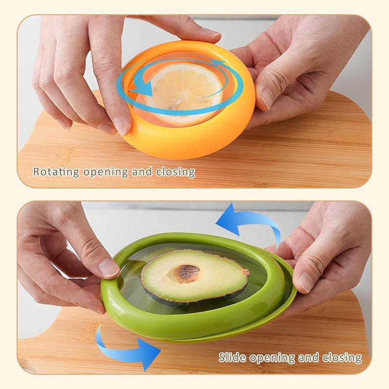 Swejos New Silicone Fruit Storage Box 4 Pack Fruit and Vegetable AntiOxidation Storage Box Silicone Fruit Storage Containers For Fridge Reusable Food Saver for Avocado Tomato Onion Lemon - Image 2