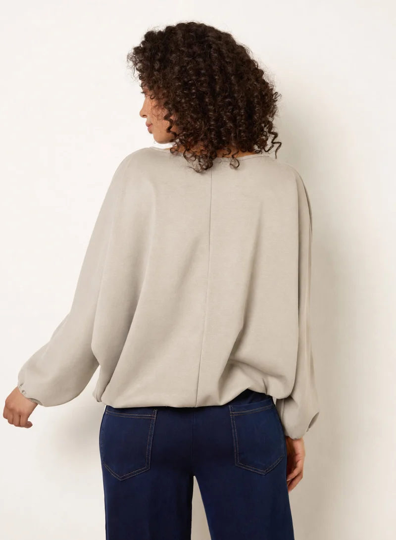 بلو فانيلا Elasticated Batwing Necklace Jersey Top