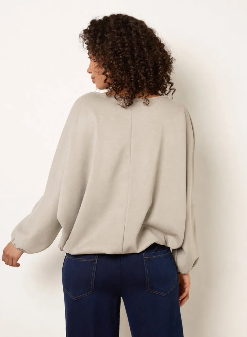 بلو فانيلا Elasticated Batwing Necklace Jersey Top