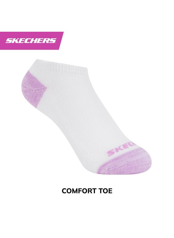 SKECHERS Girls' 10 Pairs Kids' No Show Socks, White Multi, 5-6.5 - Image 4