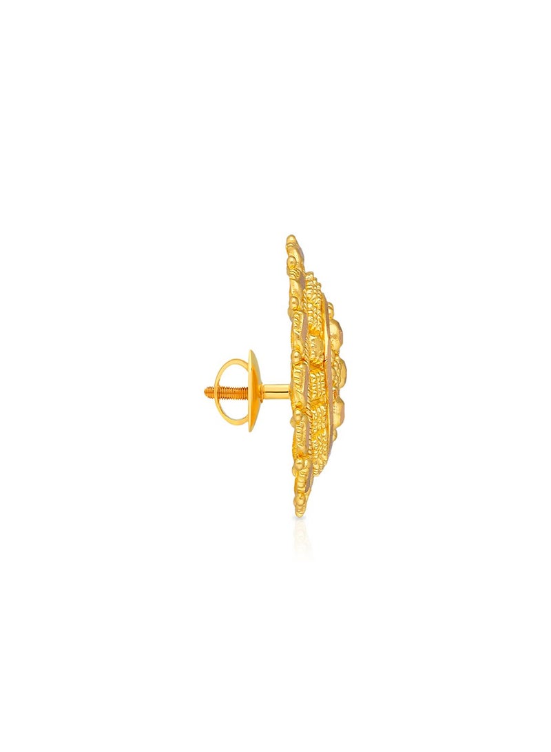Malabar Gold and Diamonds 22 Karat 916 Purity Studs Style Screw Nut Earring for Women ERCOS12699 - Image 2