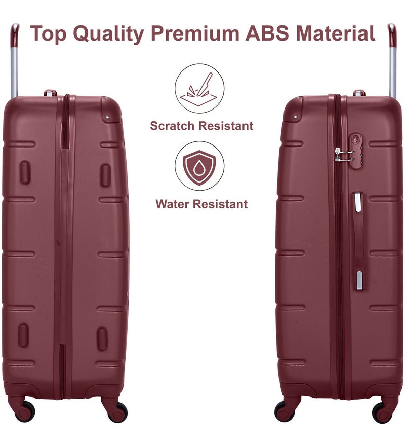 SENATOR Hard Case Travel Bag Extra Large Checked Luggage Trolley ABS Lightweight Suitcase with 4 Spinner Wheels A1012, Burgundy - Image 3