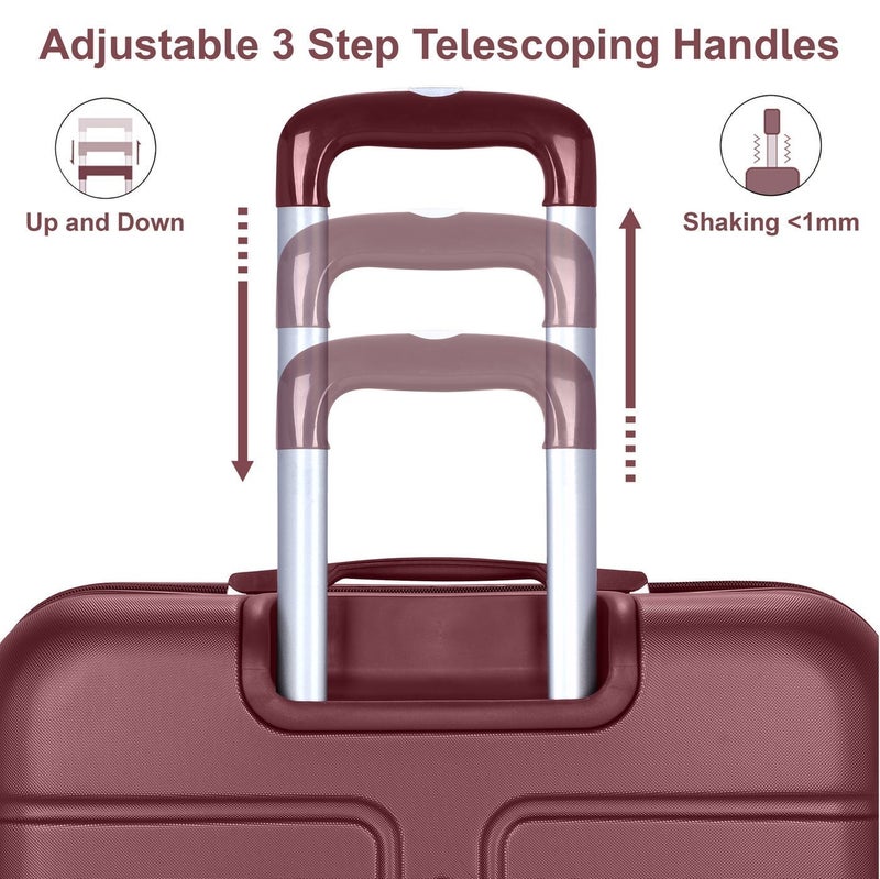 SENATOR Hard Case Travel Bag Extra Large Checked Luggage Trolley ABS Lightweight Suitcase with 4 Spinner Wheels A1012, Burgundy - Image 4