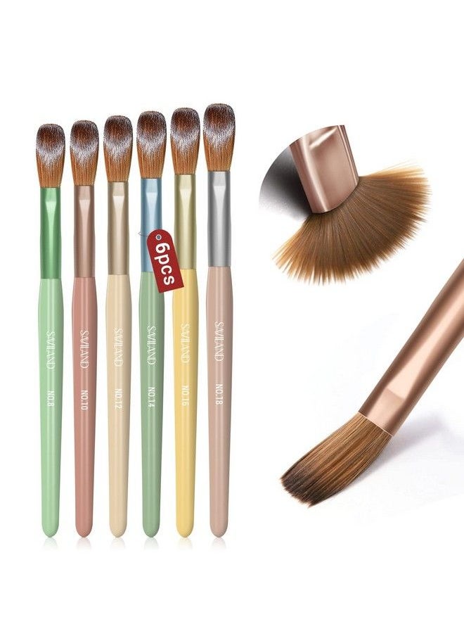Saviland 6Pcs Kolinsky Acrylic Nail Brush Set Size 81012141618 Acrylic Nail Brushes For Acrylic Application Professional Acrylic Powder Brush For Acrylic Nails Extension & Carving Home Diy  - Image 1