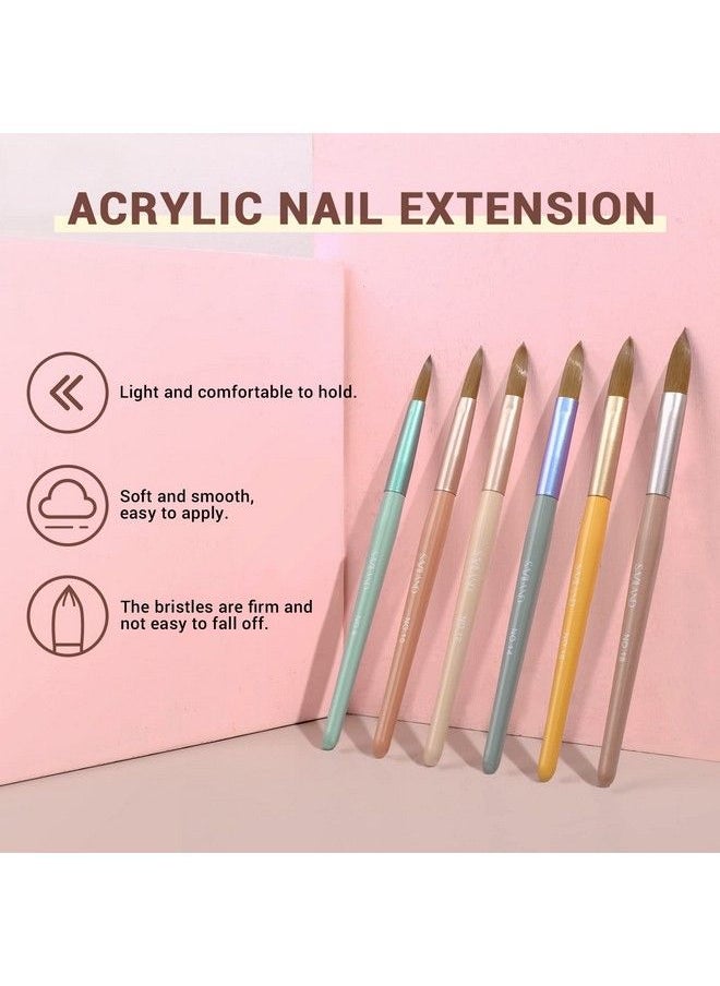 Saviland 6Pcs Kolinsky Acrylic Nail Brush Set Size 81012141618 Acrylic Nail Brushes For Acrylic Application Professional Acrylic Powder Brush For Acrylic Nails Extension & Carving Home Diy  - Image 3