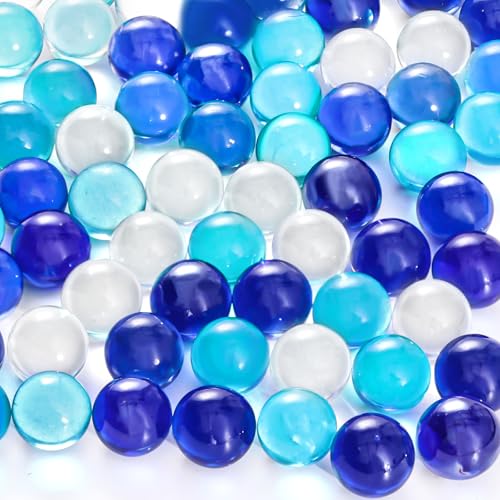 FUTUREPLUSX 75PCS Blue Marbles Bulk for Kids Marble Run Games Fillers Aquarium Pebbles - Image 1