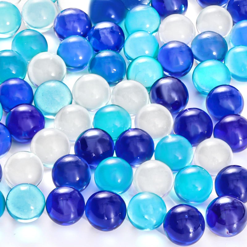 FUTUREPLUSX 75PCS Blue Marbles Bulk for Kids Marble Run Games Fillers Aquarium Pebbles - Image 2