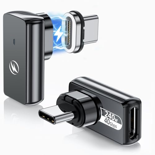 DuHeSin USB C Magnetic Adapter 240w, (2 Pack) 90 Degree Magnetic USB C Adapter 24 Pin with PD Fast Charging USBC 4 40Gbps 8K 60Hz for Thunderbolt 3/4, MacBook Pro/Air and More Type C Devices - Image 1