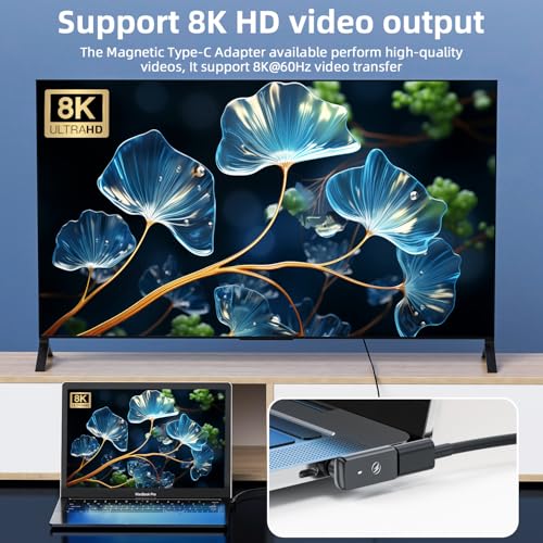 DuHeSin USB C Magnetic Adapter 240w, (2 Pack) 90 Degree Magnetic USB C Adapter 24 Pin with PD Fast Charging USBC 4 40Gbps 8K 60Hz for Thunderbolt 3/4, MacBook Pro/Air and More Type C Devices - Image 5
