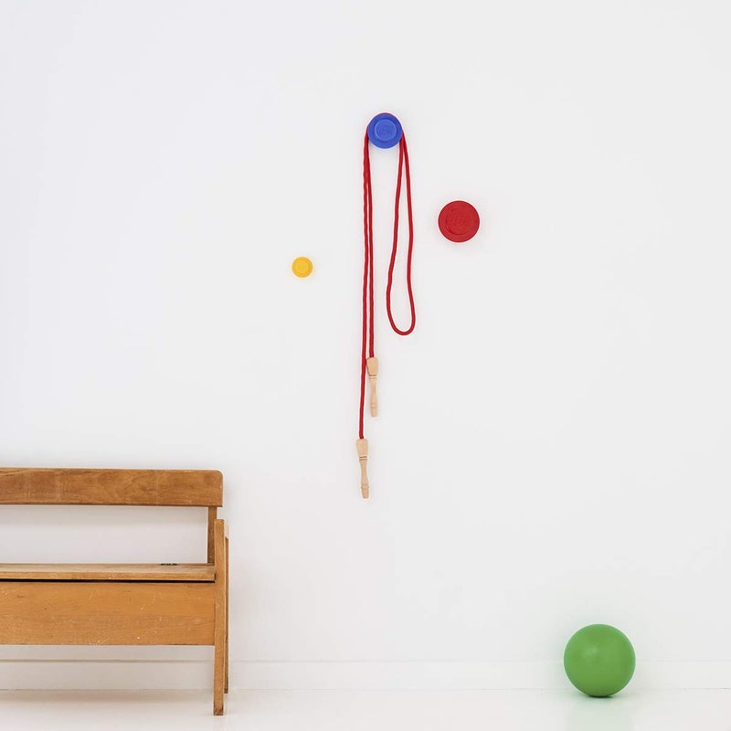 ROOM Copenhagen, Lego Wall Hanger Set - Decorative Playroom Utility Hooks - Yellow/Red/Blue - Image 3