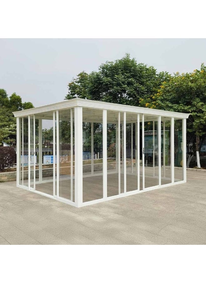 DANUBE HOME - Eden House Gazebo With LightAluminum Frame I  I Weather Resistant Garden Canopy  I Modern Design Outdoor Furniture I Size 370*550*250 CM-White - Image 1