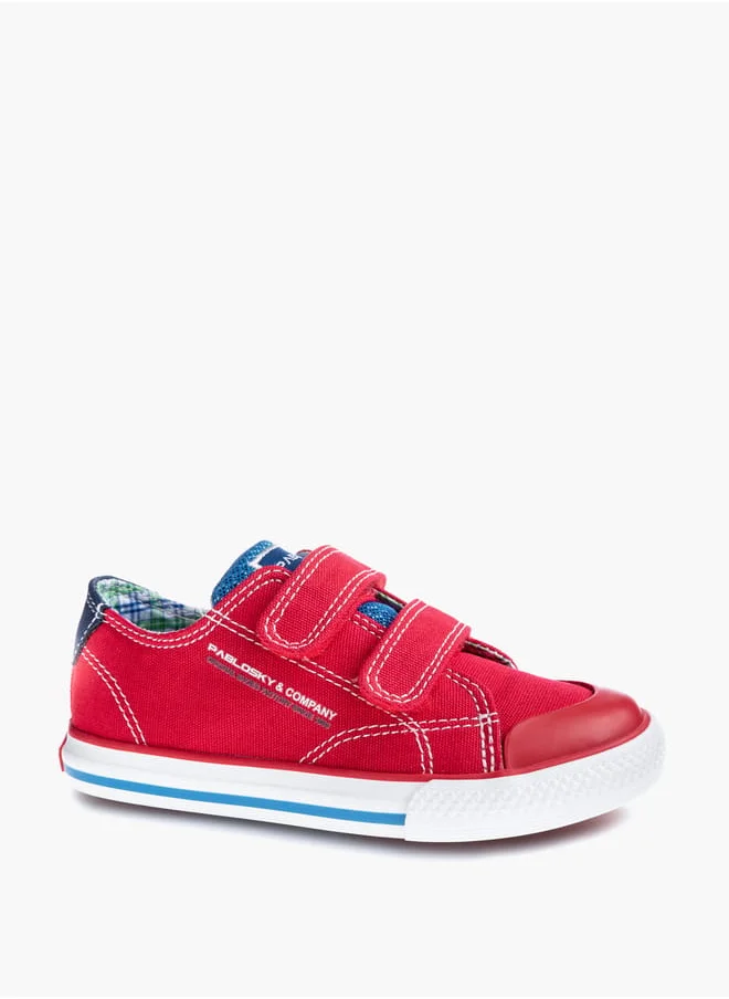 Pablosky Boys' Stitch Detail Sneakers with Hook and Loop Closure