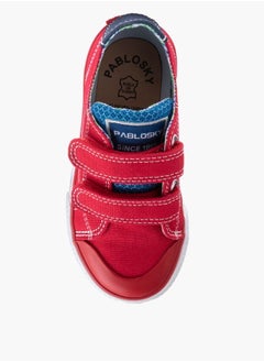 Pablosky Boys' Stitch Detail Sneakers with Hook and Loop Closure  - Image 4
