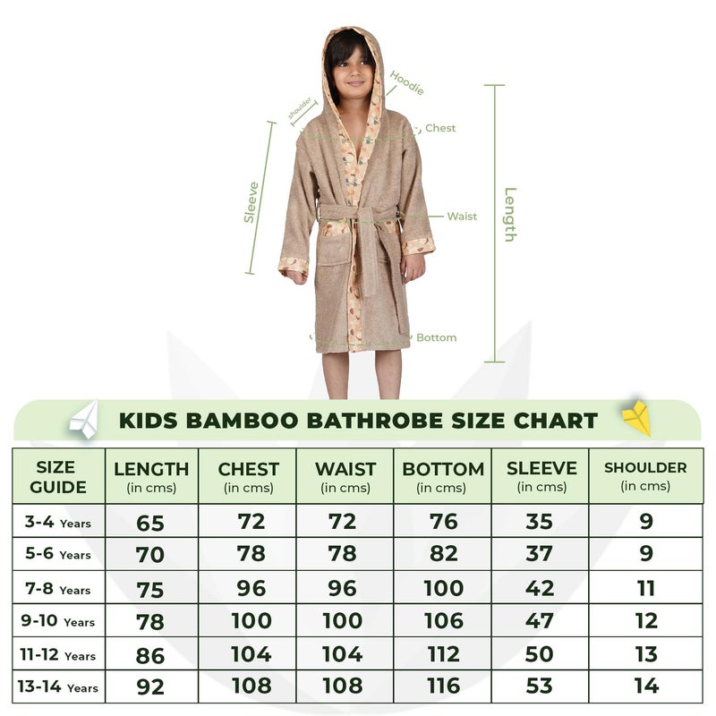 Rangoli Premium 100% Bamboo Kids Bathrobe, 500 GSM - Ultra Soft Hooded Bathrobe for Boys, Beige - Image 4
