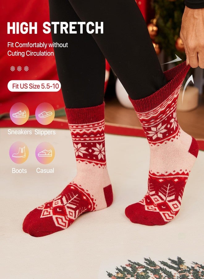 SIMIYA 5 Pairs Merino Wool Socks for Women Winter Thick Warm Hiking Socks Women Thermal Crew Cushion Socks - Image 5