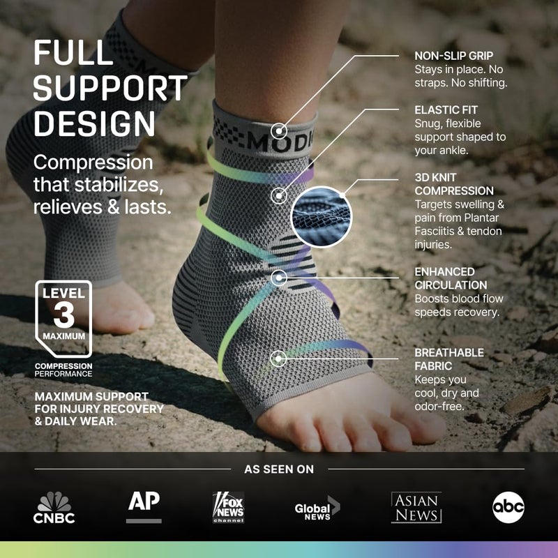 Modvel Foot & Ankle Brace Socks for Sprained Ankle Compression Sleeve - Plantar Fasciitis Relief Brace, Foot Support for pain Women & Men - Tendonitis & Arthritis Feet Sleeve, Stabilizing Ankles Wrap - Image 5