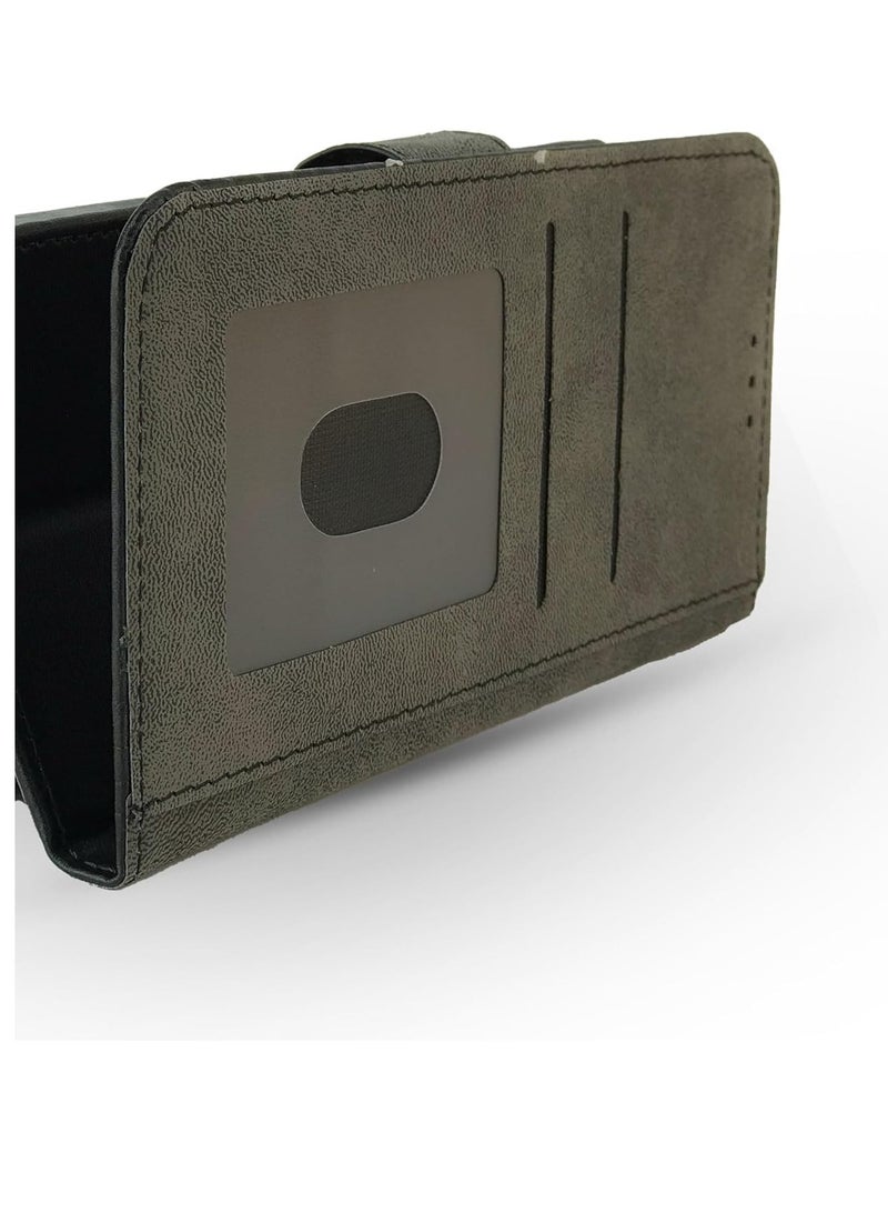 For Nokia C1 Leather Flip Case with Card Slot, Kickstand, Magnetic Closure Strap, Includes Inner Wallet, Silicone & TPU - Black - Image 4