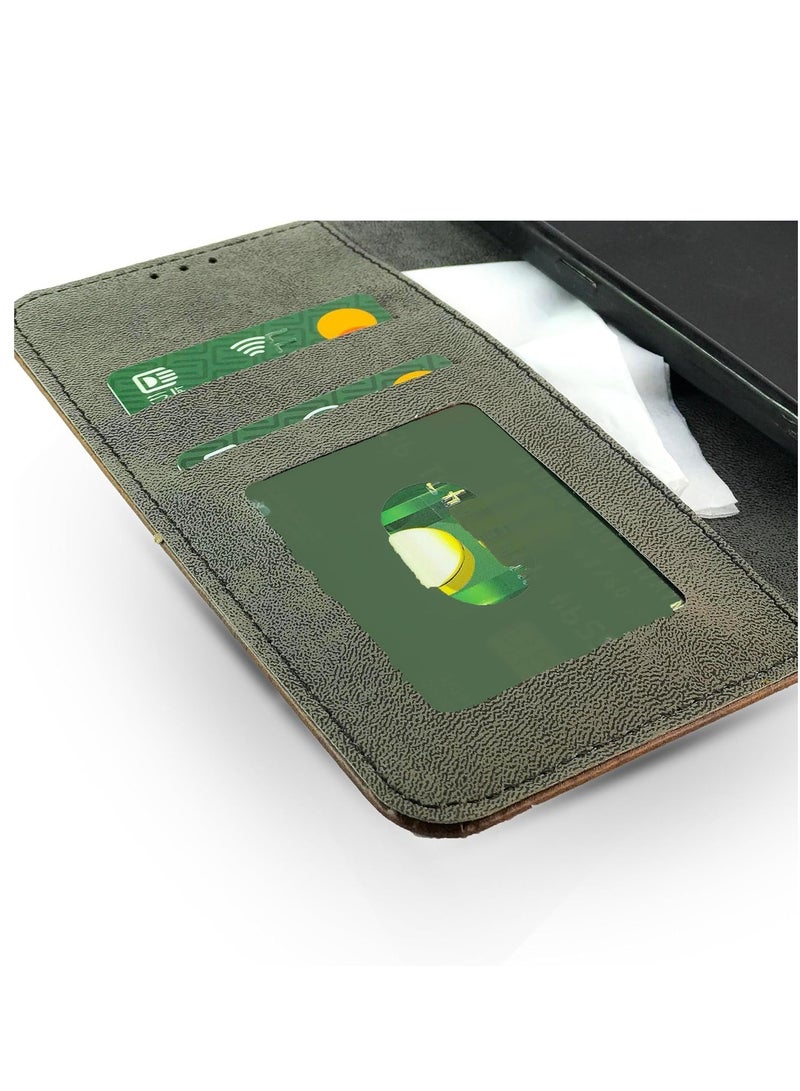 For Nokia C1 Leather Flip Case with Card Slot, Kickstand, Magnetic Closure Strap, Includes Inner Wallet, Silicone & TPU - Black - Image 5