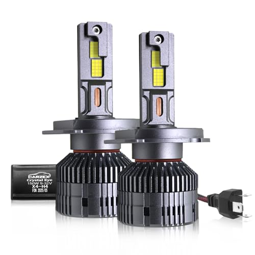 Carzex® Crystal Eye H4 LED Headlight Bulbs, 150W 12,000 Lumens Super Bright Conversion Kit for Cars, 6500K Cool White (75W+75W, Pack of 2) | 1-Year Warranty | X4 SERIES - Image 1