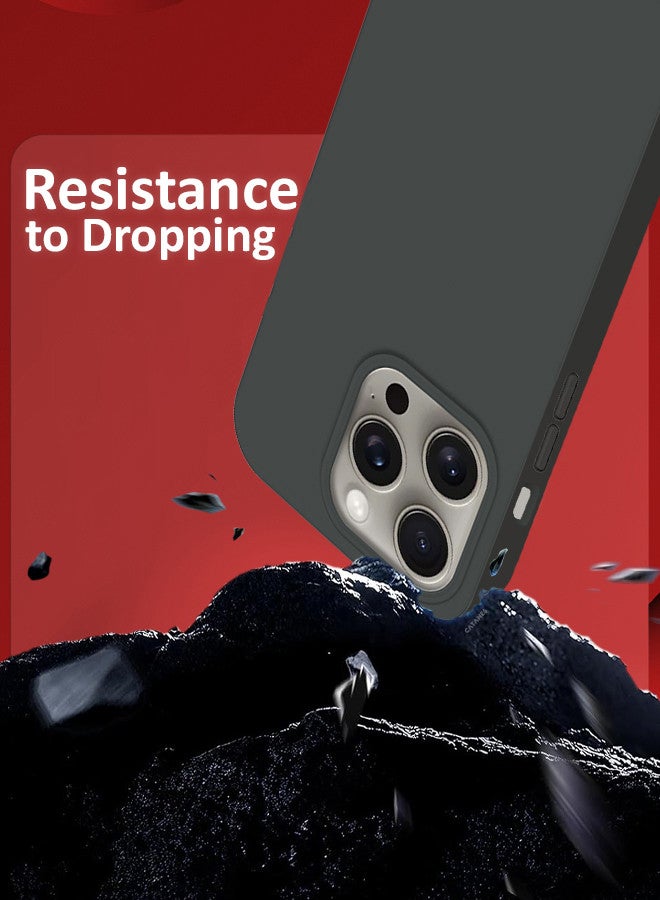 CATANES iPhone 15 Pro Max Case Silicone Case Full Body Protective Cover Shockproof Slim Phone Case Anti-Scratch Soft Microfiber Lining Grey - Image 3