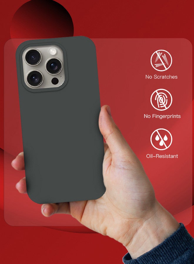 CATANES iPhone 15 Pro Max Case Silicone Case Full Body Protective Cover Shockproof Slim Phone Case Anti-Scratch Soft Microfiber Lining Grey - Image 5