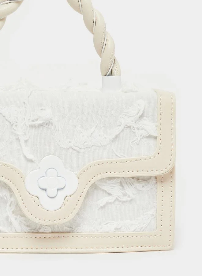 Styli Lace Insert Handbag with Detachable Strap