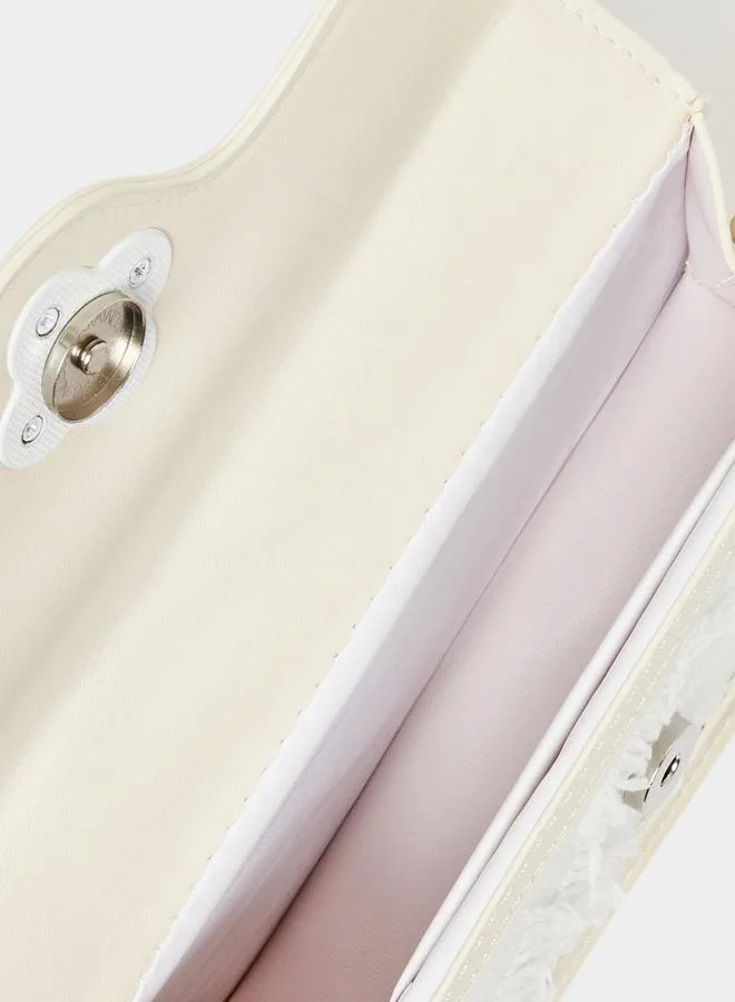 Styli Lace Insert Handbag with Detachable Strap