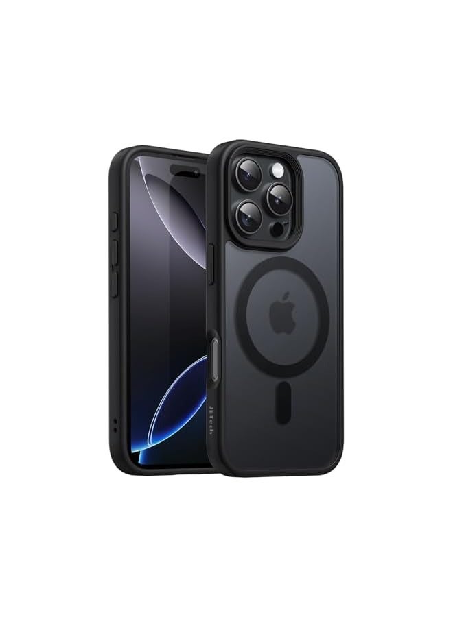 جي تيك حافظة مغناطيسية لهاتف iPhone 16 Pro مقاس 6.3 بوصة متوافقة مع MagSafe، غطاء هاتف خلفي شفاف غير لامع مقاوم للصدمات (أسود) - Image 1