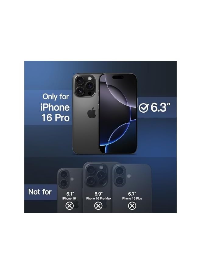 جي تيك حافظة مغناطيسية لهاتف iPhone 16 Pro مقاس 6.3 بوصة متوافقة مع MagSafe، غطاء هاتف خلفي شفاف غير لامع مقاوم للصدمات (أسود) - Image 2