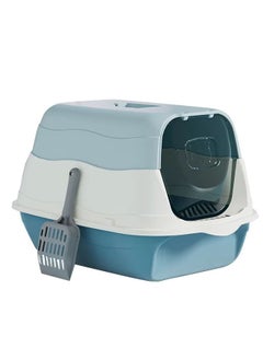 Generic Cat Litter Box with Lid Enclosed Cat Toilet Removable Sandbox Kitty Litter Tray with Front Door Pet Accessories for Small Cat (Blue)  - Image 5