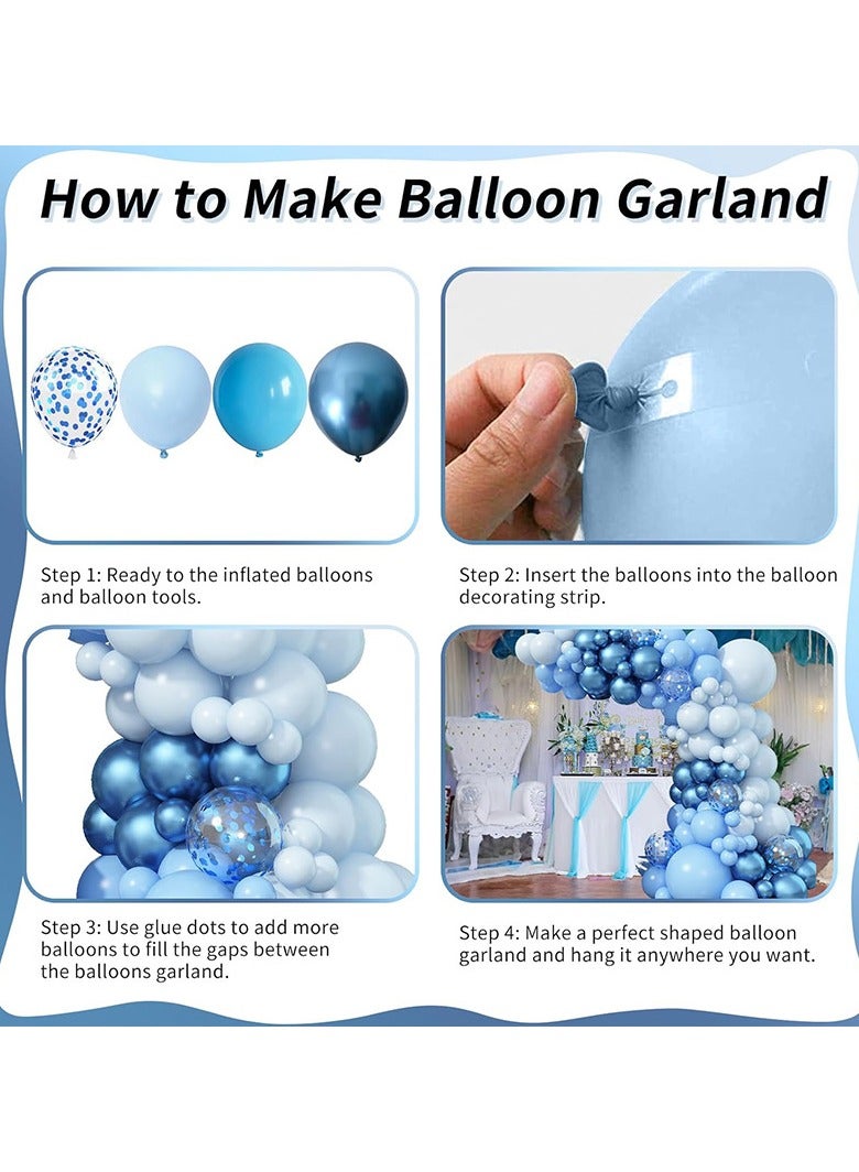 JEEJPV Blue decorative balloon garland set, perfect for graduation baby baptism birthday bachelorette party background decoration - Image 3