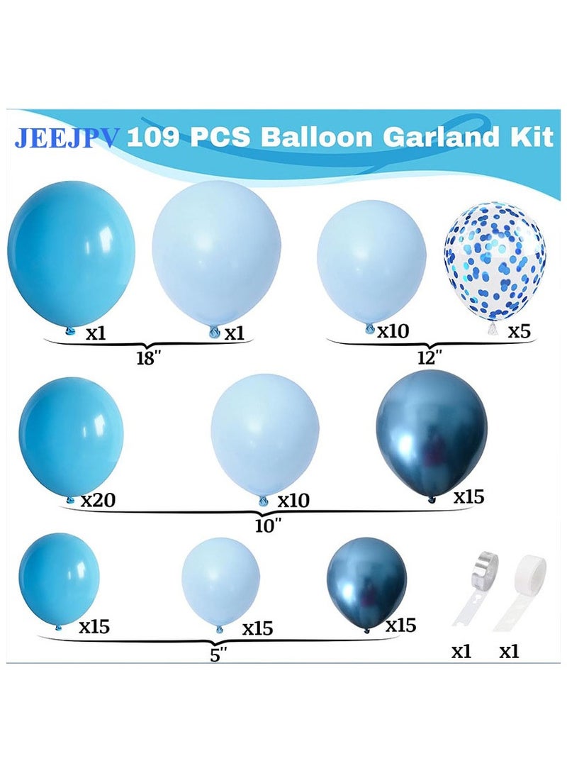 JEEJPV Blue decorative balloon garland set, perfect for graduation baby baptism birthday bachelorette party background decoration - Image 2