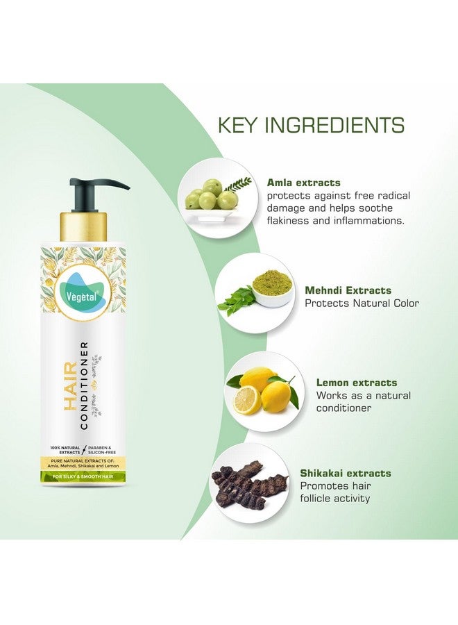 Vegetal Hair Conditioner 200 Gms - Made Of 100% Natural Bio-Active Extracts Of Amla, Shikakai & Lemon- Free Of Parabens , Silicon & Harmful Chemicals - Image 3